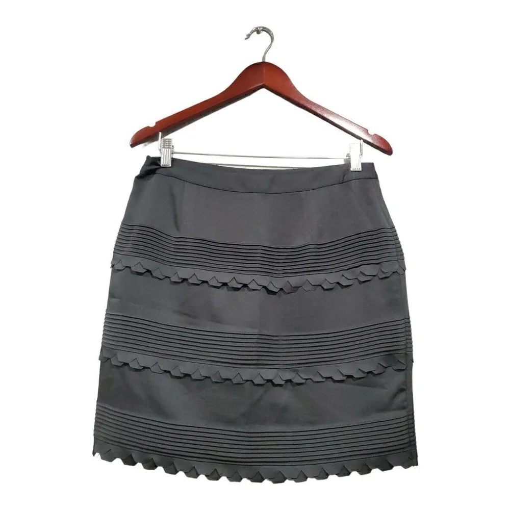 Banana Republic Women's Black Lined Layered Ruffle Mini Skirt Side Zip Size 6